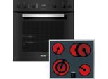 MIELE Elektro-Herd-Set "H2459 E D OBSW + KM 6003 LPT", Energieeffizienz: A+, schwarz (obsidianschwarz), Herdsets, Herd-Set - Herd mit 2 FlexiClip-Auszügen sowie Elektrokochfeld, Elektro-Herd-Set