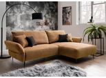 Ecksofa HOME AFFAIRE "Lazio modern und bequem, schmale Armlehnen, tolle Detailverarbeitung", gelb (curry), B:286cm H:96cm T:178cm, 100% Polyester, Sofas, Ecksofa, inklusive Armlehnenverstellfunktion, 4x Zierkissen gratis