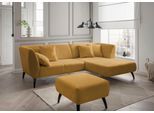 Ecksofa HOME AFFAIRE "Lazio modern und bequem, schmale Armlehnen, tolle Detailverarbeitung", gold, B:264cm H:80cm T:160cm, 100% Polyester, Sofas, Ecksofa, Holzfußfarbe wählbar, inkl. 4x Zierkissen