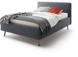 Polsterbett MEISE.MÖBEL "Mattis", grau (anthrazit), B:161cm H:105cm L:218cm, Bezug Bett: Strukturstoff (100% Polyester), Betten, Polsterbett, Topseller, wahlweise mit Bettkasten