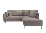 Ecksofa HOME AFFAIRE "Lazio modern und bequem, schmale Armlehnen, tolle Detailverarbeitung", braun (silber, zierkissen silber), B:255cm H:94cm T:190cm, 93% Polyester, 7% Polyamid, Sofas, Ecksofa, zwei verschiedene Fußfarben wählbar