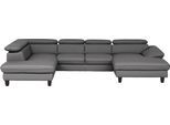 Wohnlandschaft HOME AFFAIRE "Pilot U-Form", grau, B:331cm T:108cm, Sofas, Wohnlandschaft, mit Kopfteilverstellung, wahlweise mit Bettfunktion & Bettkasten