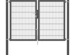 Zaundoppeltür ALBERTS "Flexo Plus", grau (anthrazit), B:200cm H:140cm, Stahl, Tore, Zaundoppeltür, verschiedene Abmessungen