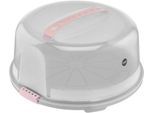 Kuchentransportbox EMSA "K32684 Prep&Bake", rosa (transparent, rosa), B:36,4cm H:17cm L:34,4cm Ø:34cm, Kunststoff, Lebensmittelaufbewahrungsbehälter, Kuchentransportbox, rund 34 cm, Tragegriff