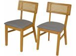 Esszimmerstuhl JAHNKE "VIENNA SIT DUO", braun (silbergrau, eiche, eiche, silbergrau), B:47cm H:81,5cm T:50cm, Massivholz, Stühle, Esszimmerstuhl, Esszimmerstuhl (2er Set), Massivholz, gepolstert, bis 110 kg belastbar