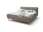 Polsterbett MEISE.MÖBEL "Mattis", grau (taupe), B:201cm H:105cm L:218cm, Bezug Bett: Strukturstoff (100% Polyester), Betten, Polsterbett, Topseller, wahlweise mit Bettkasten