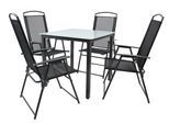 Garten-Essgruppe VCM "5-tlg Sitzgruppe Gartenmöbel Tisch Stühle Set 80M", schwarz, B:80cm T:80cm, Obermaterial: 100% Metall MT., Sitzmöbel-Sets, Garten-Essgruppe