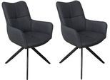 Esszimmerstuhl BYLIVING "HAMILTON", grau (dunkelgrau, schwarz), B:57cm H:90cm T:63cm, Metall, Stoff, Stühle, Esszimmerstuhl, Webstoff, bis 110 kg, 360 drehbar, Schaumstoff, 4er Kreuzgestell