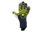 Torwarthandschuhe UHLSPORT "Torwarthandschuhe Prediction Flex HN", Herren, Gr. 12, blau (marine, weiß, fluo gelb), Obermaterial: 81% Gummi rubber. 13% Polyester PES. 6% Nylon NY., Handschuhe Torwarthandschuhe