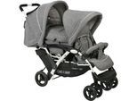 Geschwisterwagen CHIC4BABY "Duo", Baby, melange grau, weiß, Kinderwagen Geschwisterwagen, mit feststellbaren Doppelschwenk-Vorderrädern