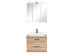 Badmöbel-Set SAPHIR "3-tlg. Mit Softclose-Türen", braun (riviera eiche quer nachbildung), B:73cm H:200cm T:44,5cm, Spanplatte, Kastenmöbel-Sets, Badmöbel-Set