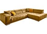 Ecksofa DIE PLANBAR "MP-IN15053 L-Form breiter Schenkel", gelb (curry), B:323cm H:73cm T:222cm, Sofas, Ecksofa, wahlweise mit Kopfteilverstellung und manueller Vorziehbank