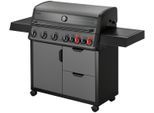 Gasgrill ENDERS "HYDE 6 SIKR Turbo", schwarz (schwarz, grau), B:168cm H:118cm T:56cm, Grills, Gasgrill, erreicht turboschnell extrahohe Temperaturen für scharfes Anbraten
