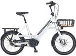 E-Bike PROPHETE "Urbanicer 3.8" Gr. 46, silber (silber, silber), Elektrofahrräder, 46cm, 20 Zoll (50,80cm), E-Bike, Pedelec, Elektrofahrrad für Damen und Herren