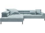 Ecksofa HOME AFFAIRE "Claya, 311 cm breit, L-Form, inkl. Kopfteilverstellung", blau (light, blau), B:311cm H:71cm T:219cm, 88% Polyester, 12% Polyacryl, Sofas, Ecksofa, ohne elektrischen Sitzvorzug
