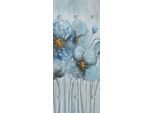 Garderobenpaneel QUEENCE "Wandgarderobe mit Motiv Mohnblume inkl. Edelstahlhaken", blau, B:50cm H:120cm T:2,5cm, Acrylglas, Edelstahl, Garderobenpaneele, Garderobenpaneel, HD Premium Druck auf Acrylglas
