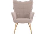 Sessel BYLIVING "UTA", sandfarben, B:72cm H:97cm T:80cm, Sessel, Sessel, Bezug Webstoff sandfarben, Gestell Metall Artisan Eiche, Schaumstoff
