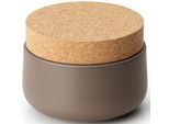 Vorratsdose CONTINENTA, grau (taupe), H:10cm Ø:13cm, Keramik, Kork, Lebensmittelaufbewahrungsbehälter, Vorratsdose, 13 x 10 cm