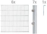 Doppelstabmattenzaun ALBERTS "Grundset", silber (silberfarben), H:140cm, Stahl, Zaunelemente, Doppelstabmattenzaun, Höhe: 80-200 cm, Gesamtlänge: 4-30 m, zum Einbetonieren