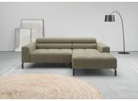 Ecksofa HOME AFFAIRE "Claya, 223 cm breit, L-Form, Kopfteilverstellung", oliv, B:223cm H:71cm T:179cm, 100% Polyester, Sofas, Ecksofa, Moderne Steppung, weicher Polsteraufbau & saugroboterfreundliche Höhe