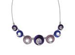 Lange Kette STEUER "Metallcollier silberfarben mit 7 Anhängern lilatöne", lila (violett), Halsketten, Damen, 49,5cm, Metall, L: 49,5 B: 1mm, Collier Halskette, B:1mm