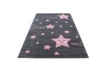 Ayyildiz , Grau, Pink , Textil , Stern , rechteckig , 160x230 cm , Oeko-Tex® Standard 100 , für Fußbodenheizung geeignet, schmutzabweisend, für Hausstauballergiker geeignet, lichtunempfindlich, antistatisch, pflegeleicht, strapazierfähig, leicht zusammenrollbar , Teppiche & Böden, Teppiche, Kinderteppiche