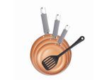 Möbelix , Grau, Kupferfarben , Metall, Kunststoff , rund , Lfgb , antihaftbeschichtet , Kochen & Essen, Pfannen, Pfannensets