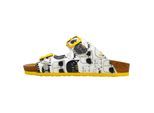 Pantolette DOGO "Stella Pantolette Patch Fish Damen Sandalen, Stella Pantolette", Damen, Gr. 38, Normalschaft, gelb, Lederimitat, Schuhe Schlappen Pantolette, Handgefertigt