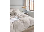 Bettwäsche IRISETTE "Premium Satin Bettwäsche Paris", leinen, B/L: 200cm x 200cm, 1 Stk., 2 Stk., Mako-Satin, B/L: 80cm x 80cm & 80cm x 80cm, 3, Mako-Satin, Obermaterial: 100% Baumwolle, Bettwäsche, Bettwäsche, hochwertige Uni Premium Bettwäsche mit Reißverschluss, 100% Baumwolle