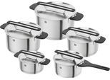 Topf-Set ZWILLING "More", silber (silberfarben), Töpfe, Topf-Set, Stapelbar, innovativer Deckel, Kühlbleibende Griffe, Deckelhalterung