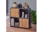 Inter Link Kommode Bücherregal Pepeto - Anthrazit und Eiche Artisan Nachbildung