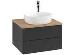 Villeroy und Boch Antao Waschtisch-Unterschrank K18151PD 60x36x50cm, Hahnloch, Waschbeckenplattenfarbe honey oak, black matt lacquer