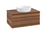 Villeroy und Boch Antao Waschtisch-Unterschrank L19012HM mit Beleuchtung, 80x36x50cm, Waschbeckenplattenfarbe warm walnut, warm walnut
