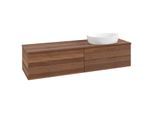 Villeroy und Boch Antao Waschtisch-Unterschrank L27112HM mit Beleuchtung mit Struktur, 160x36x50cm, Waschbeckenplattenfarbe warm walnut, warm walnut