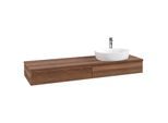 Villeroy und Boch Antao Waschtisch-Unterschrank L16152HM mit Beleuchtung mit Struktur, 160x19x50cm, Hahnlochbohrung, Waschbeckenplattenfarbe warm walnut, warm walnut