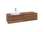 Villeroy und Boch Antao Waschtisch-Unterschrank L26052HM mit Beleuchtung, 160x36x50cm, Hahnlochbohrung, Waschbeckenplattenfarbe warm walnut, warm walnut
