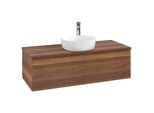 Villeroy und Boch Antao Waschtisch-Unterschrank L32052HM mit Beleuchtung, 120x36x50cm, Hahnloch, Waschbeckenplattenfarbe warm walnut, warm walnut