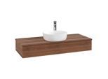 Villeroy und Boch Antao Waschtisch-Unterschrank L10152HM mit Beleuchtung mit Struktur, 120x19x50cm, Hahnloch, Waschbeckenplattenfarbe warm walnut, warm walnut