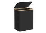 Boxxx Wäschekorb, Schwarz, Metall, Kunststoff, Textil, Naturmaterialien, Lederlook, 150 L, rechteckig, 60x70.5x38.5 cm, Tragegriffe, Deckel, zusammenfaltbar, Ordnen & Aufbewahren, Wäschekörbe & Tonnen