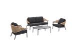 Dieter Knoll Gartenset Celia, Natur, Schwarz, Textil, 4-teilig, Füllung: Schaumstoff,Polyester, Gartenmöbel, Gartenmöbel-Sets