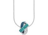 Kette mit Anhänger AMOR "Knoten, 9194827", blau (silberfarben, blau, türkis, kristallweiß), Halsketten, Damen, Silber 925 (Sterlingsilber), L: 45, mit Kristallstein
