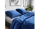 Bettwäsche WOLKENFELD "Renforcé Bettwäsche Baumwolle - Natürlich weiches Schlafgefühl", blau (marineblau), B/L: 155cm x 200cm, 1 Stk., 1 Stk., Renforcé, B/L: 80cm x 80cm, 2 tlg., Renforcé, Obermaterial: 100% Baumwolle, Bettwäsche, Bettwäsche, 135x200 cm, 155x220 & Übergrößen I inkl. Kissenbezüge 80x80 I uni