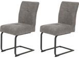 Esszimmerstuhl HELA "Luise S Schwingstuhl, Freischwinger 2er-Set", grau (vintage hellgrau, anthrazit), B:43cm H:91cm T:65cm, Metall, Polyester, Stoff, Stühle, Esszimmerstuhl, Sitz mit Federkern, Extra dicke Polsterung, Küchenstuhl, OTTOs Choice