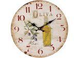 Wanduhr AMBIENTE HAUS "Oliva Wanduhr 28cm", bunt, B:28cm H:28cm T:3,5cm, Wanduhren, Wanduhr