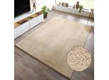 Wollteppich OTTO HOME "Gabbo Natur, Handgefertigt, Teppich, reine Wolle, meliert" Gr. 31, sand, B:250cm H:14mm L:250cm, Wolle, Teppiche, Wollteppich, reine Wolle, Uni, Wohnzimmer, Schlafzimmer, Esszimmer