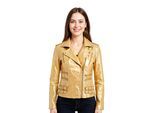Dames leren gouden Brando bikerjack - Constantia