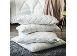 Baumwollkissen DUNLOPILLO "Life 40x80 oder 80x80 cm, Dunlofill Vital High-Tech-Faserbällchen", weiß, B:40cm H:15cm L:80cm, Bezug: 100% Baumwolle. Füllung: 100% Polyester, Kopfkissen, Baumwollkissen, Aqua-Clean-Gewebe, allergikerfreundlich, pflegeleicht