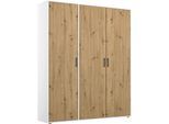 Kleiderschrank RAUCH "VOYAGER Garderobe Wäscheschrank Schlafzimmer", weiß (alpinweiß, eiche artisan, griffe graumetallic), B:140cm H:194cm T:53cm, Holzwerkstoff, Schränke, Kleiderschrank, mit 2 modernen Griffvarianten, viel Stauraum MADE IN GERMANY