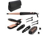 Multihaarstyler ROWENTA "CF4231 Infinite Looks 14-in-1", schwarz (schwarz, kupfer), MultihaarstylerB:5,3cm H:6,9cm T:31,7cm, Multihaarstyler, 190C, kalte Spitze, endlos viele Styling-Möglichkeiten, 14 Programme, B:5,3cm H:6,9cm T:31,7cm
