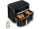 TEFAL Heißluftfritteuse "EY9428 Dual Easy Fry XXL", schwarz, B:45,8cm H:33cm T:38,5cm, Fritteusen, Heissluftfritteuse Doppelkammer, energie- & zeitsparend, EY9428, Heißluftfritteuse